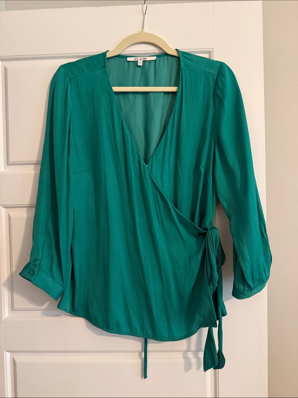 Green Wrap Blouse with Side Tie